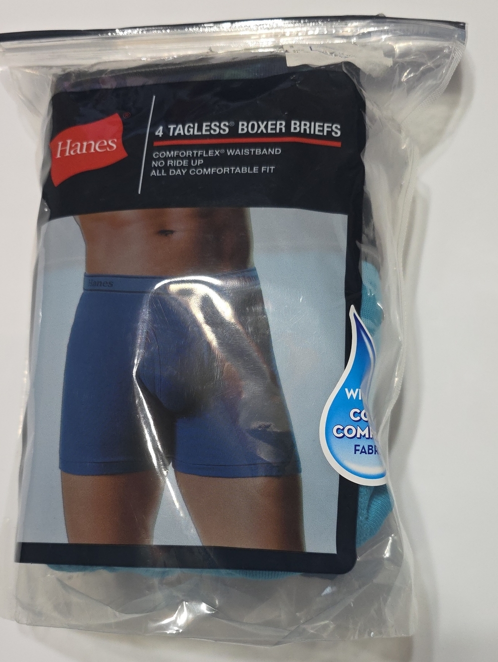 Hanes Men's Blue Boxer Briefs - 4 Pack (Assorted Blues)